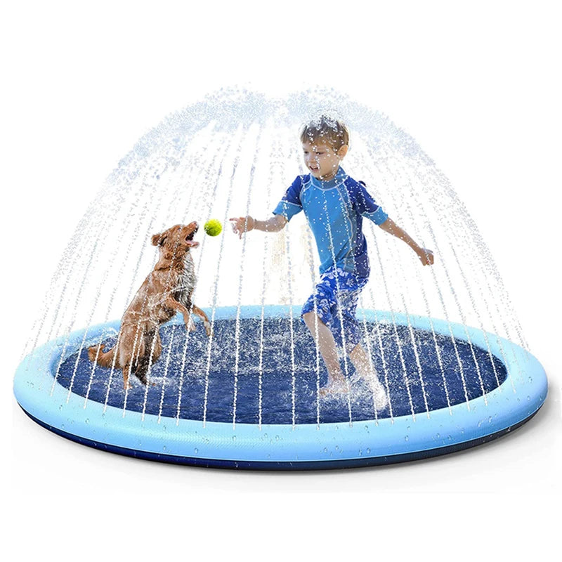 Interactive Dog Water Play Mat - PVC Splash Pad for Outdoor Summer Fun, Reusable Crawling Mat