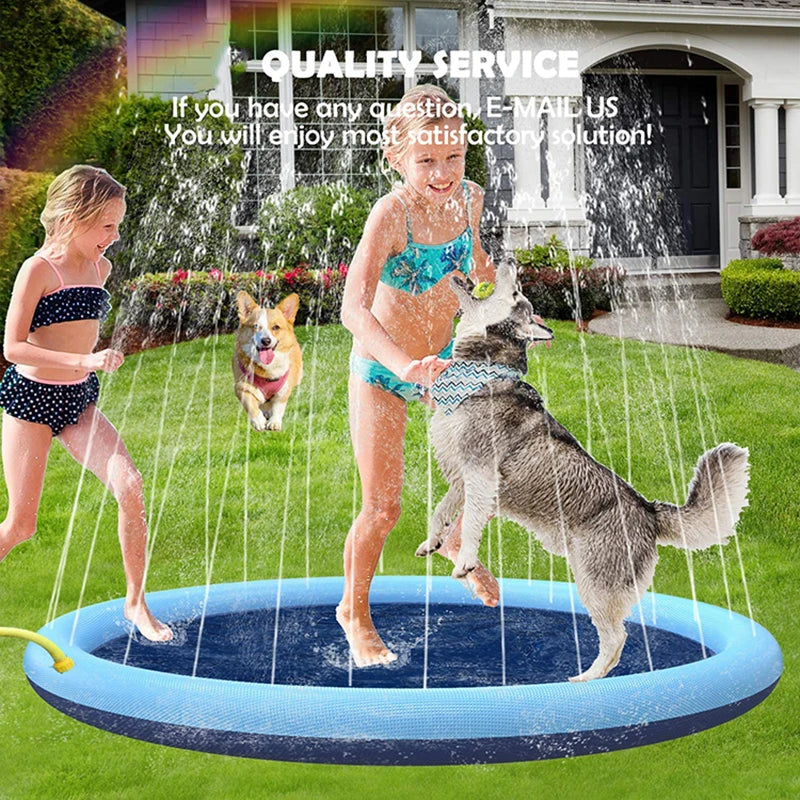 Interactive Dog Water Play Mat - PVC Splash Pad for Outdoor Summer Fun, Reusable Crawling Mat
