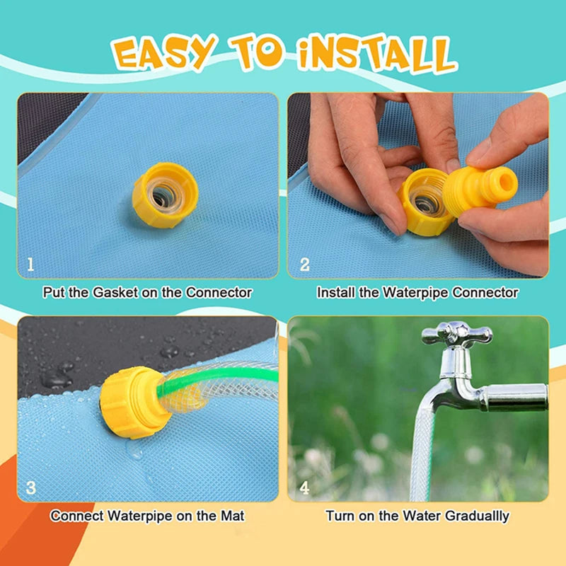 Interactive Dog Water Play Mat - PVC Splash Pad for Outdoor Summer Fun, Reusable Crawling Mat