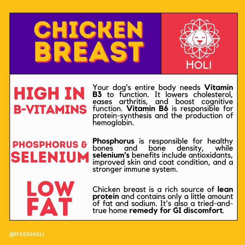 HOLI Freeze-Dried Raw Chicken Breast Dog Food Topper - 100% Natural and Nutritious Supplemental Feeding for Pups