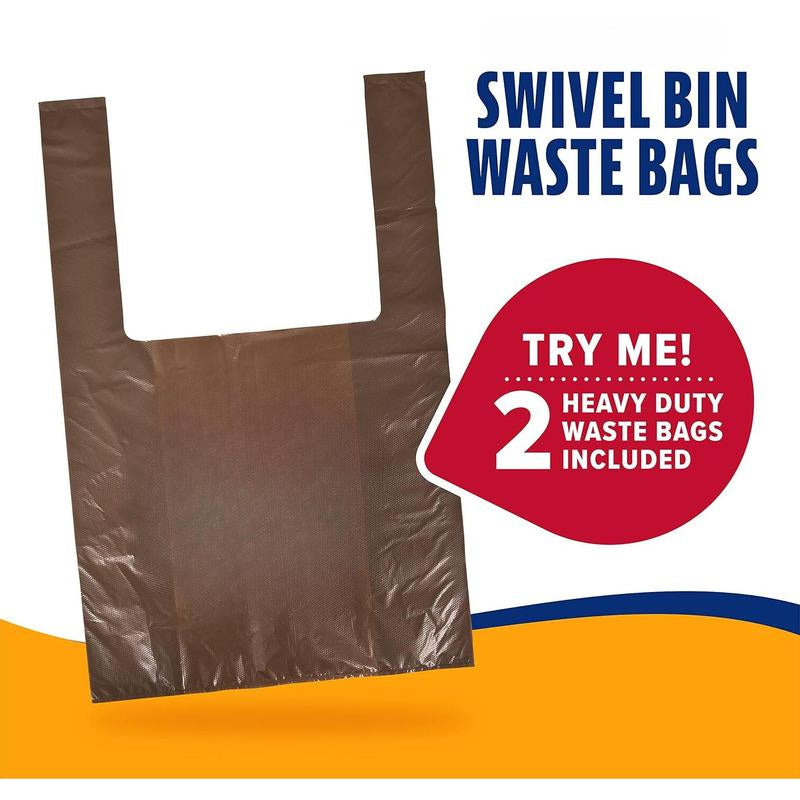 Pooper Scooper Swivel Bin & Rake Dog Poop Scooper, Black (2 Scented Waste Bags Included)