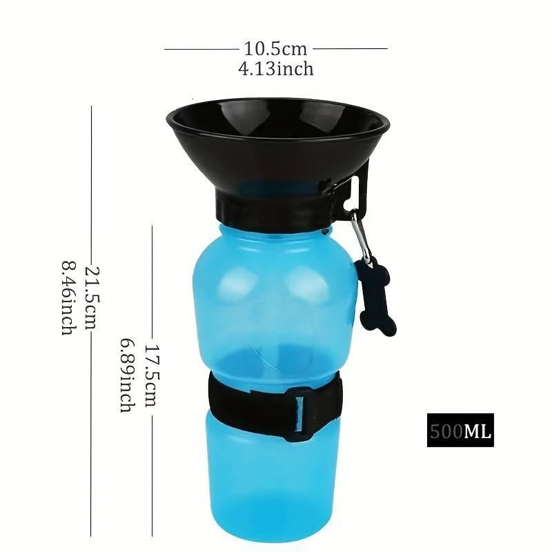 Portable Leak-Proof Dog Water Bowl - 500ml Foldable Travel Water Bottle & Feeder Dispenser for Pets