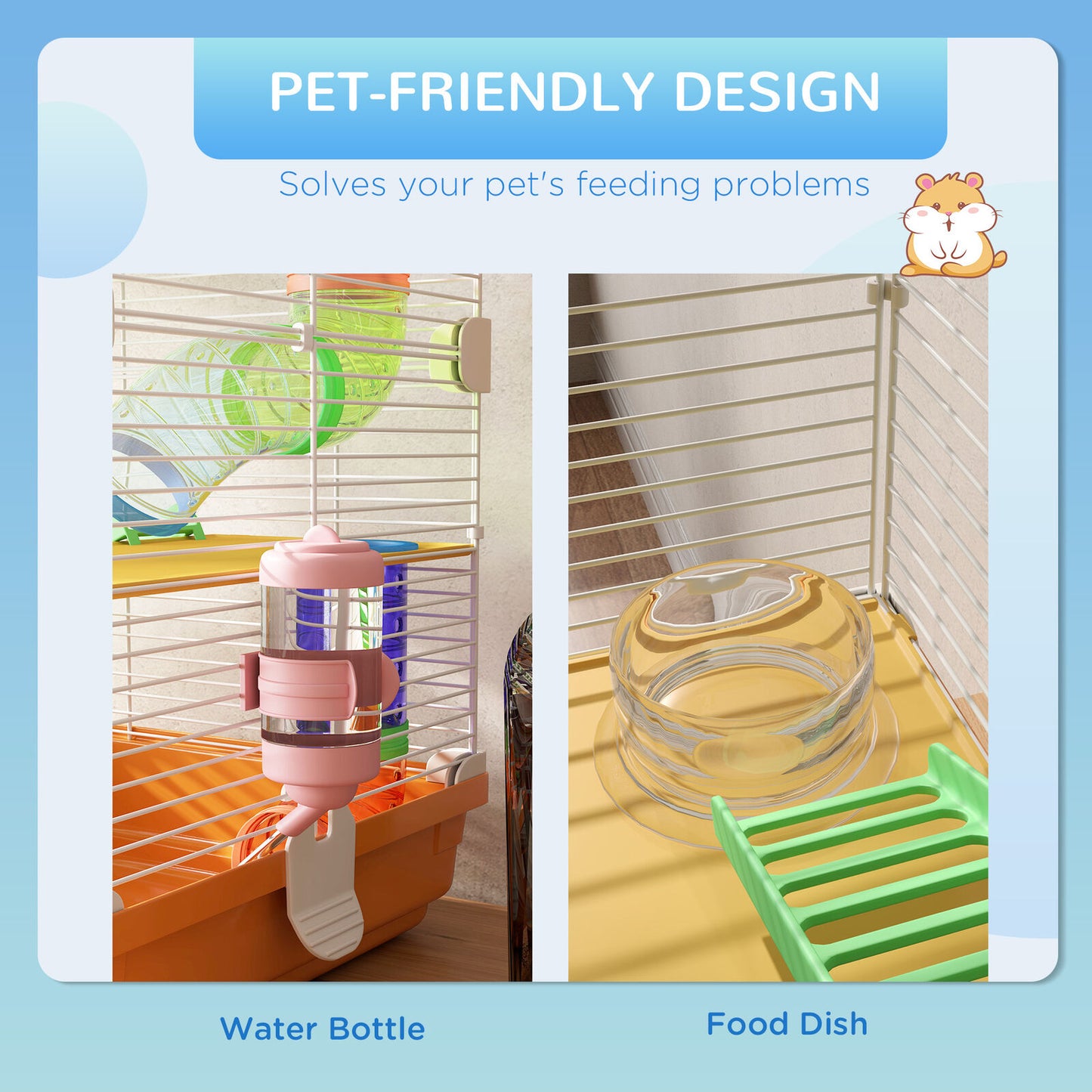 5 Tier Hamster Cage Carrier Habitat W/ Exercise Wheels by Pawhut