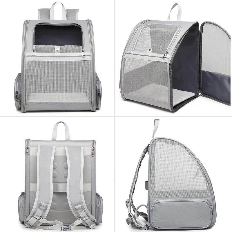Stylish Texsens Collapsible Pet Backpack Carrier for Small Cats & Dogs - Light Gray Camouflage Canvas