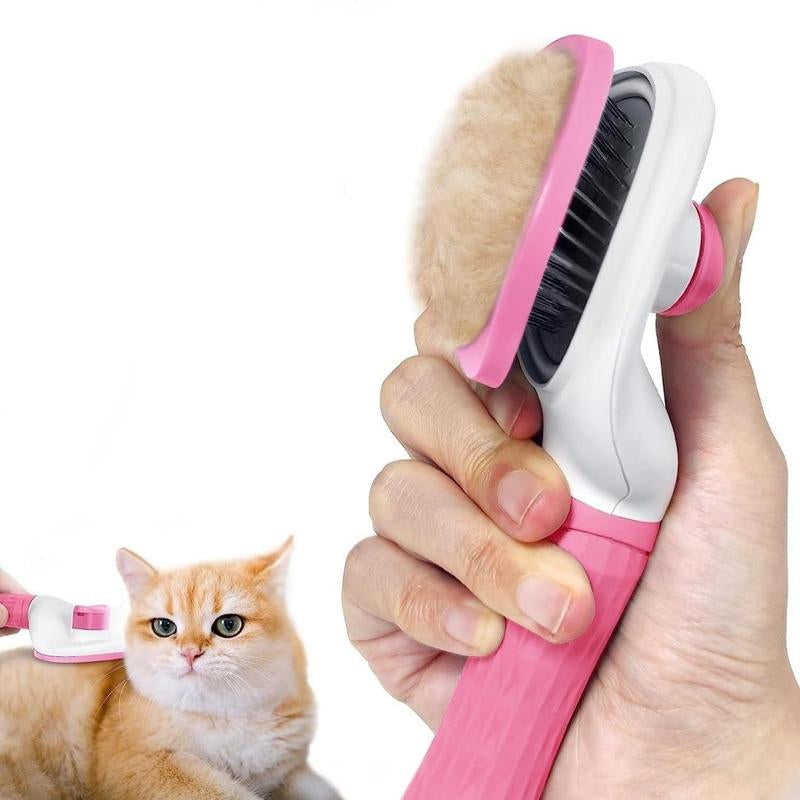 Pet Hair Removal Brush, Button Self-Cleaning Hair Comb, for Cats and Dogs, Christmas Gift