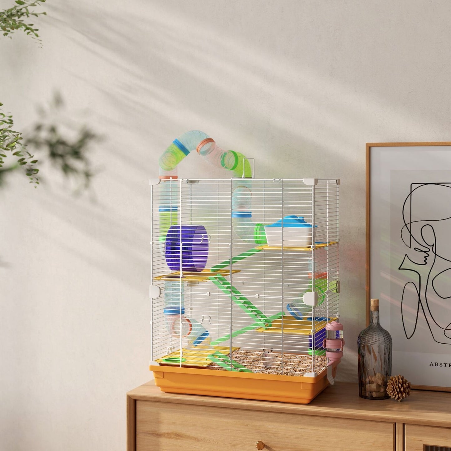 5 Tier Hamster Cage Carrier Habitat W/ Exercise Wheels by Pawhut