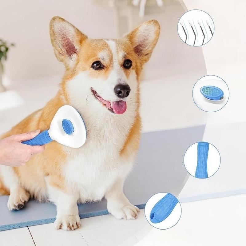 Pet Hair Removal Brush, Button Self-Cleaning Hair Comb, for Cats and Dogs, Christmas Gift