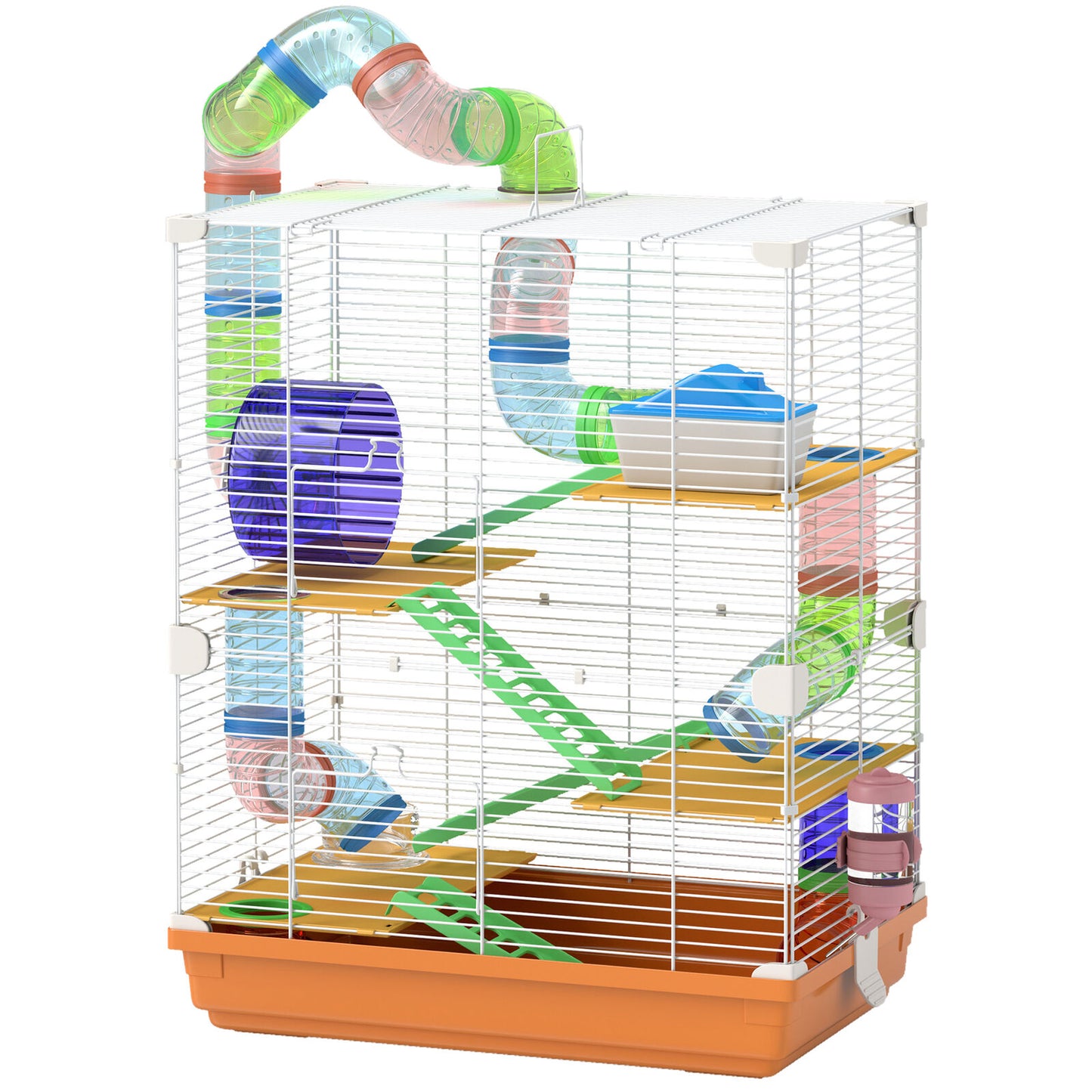 5 Tier Hamster Cage Carrier Habitat W/ Exercise Wheels by Pawhut