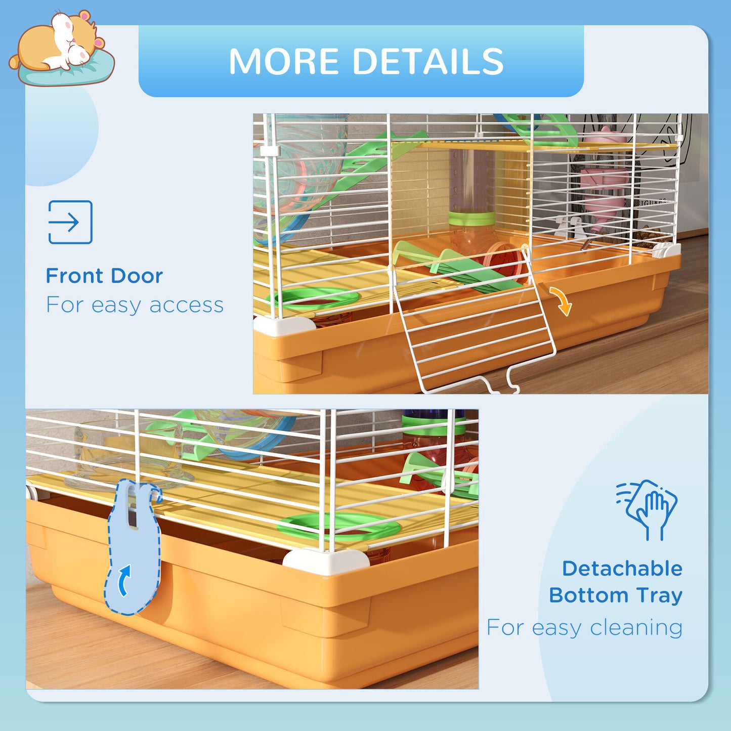 5 Tier Hamster Cage Carrier Habitat W/ Exercise Wheels by Pawhut