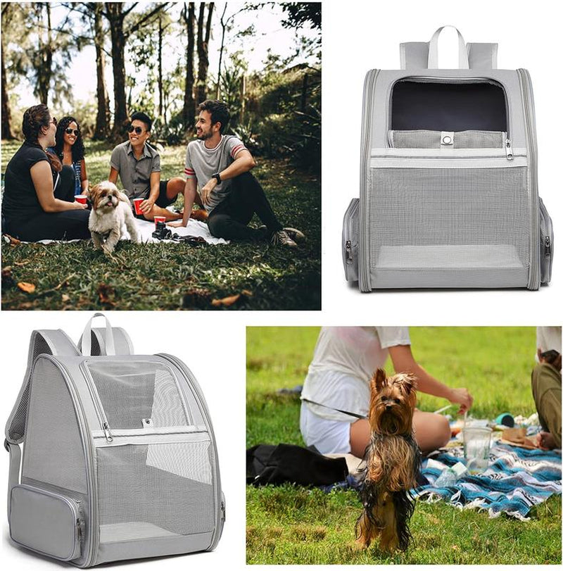 Stylish Texsens Collapsible Pet Backpack Carrier for Small Cats & Dogs - Light Gray Camouflage Canvas