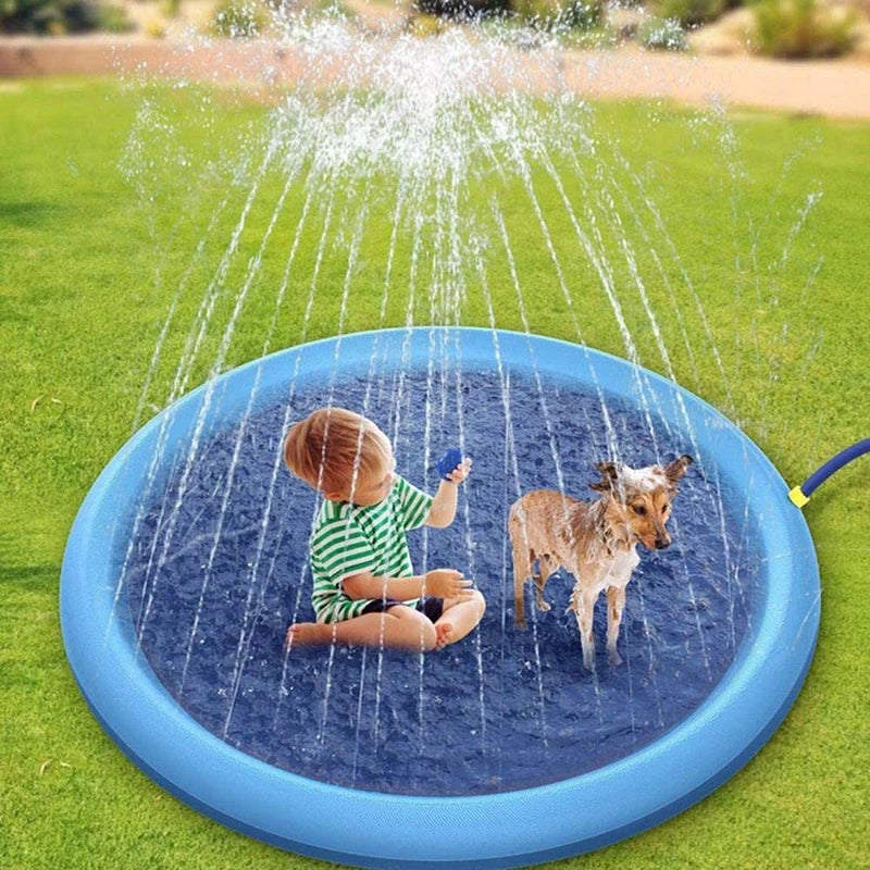 Interactive Dog Water Play Mat - PVC Splash Pad for Outdoor Summer Fun, Reusable Crawling Mat