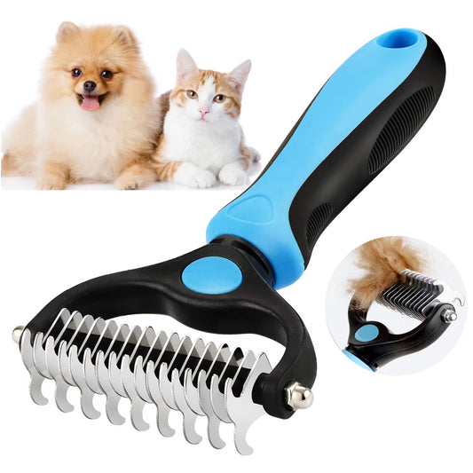 Professional Pet Deshedding Brush and Grooming Tool for Dogs and Cats 