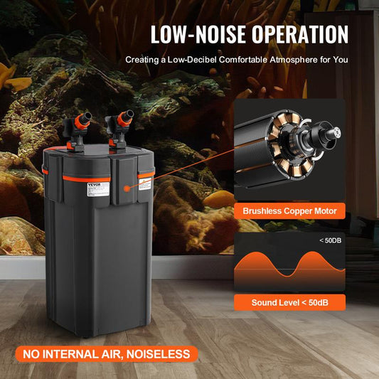 VEVOR 528GPH 5-Stage Canister Aquarium Filter - Ultra-Quiet, UV Protection, 200 Gallon Capacity, Multi-Function Submersible Power Filter for Fish Tanks - 20W