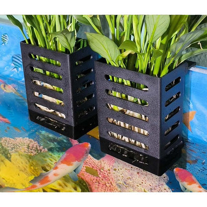 2 PCS Hanging Aquarium Planter Cups, Aquatic Plants Holder, Aquarium Planter Cup, Aquarium Decorations Plants Pot and Fish Tank Plants Pot for Live Aquarium Decor (Black-2 PCS)