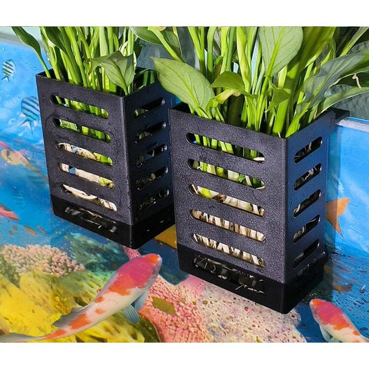 2 PCS Hanging Aquarium Planter Cups, Aquatic Plants Holder, Aquarium Planter Cup, Aquarium Decorations Plants Pot and Fish Tank Plants Pot for Live Aquarium Decor (Black-2 PCS)