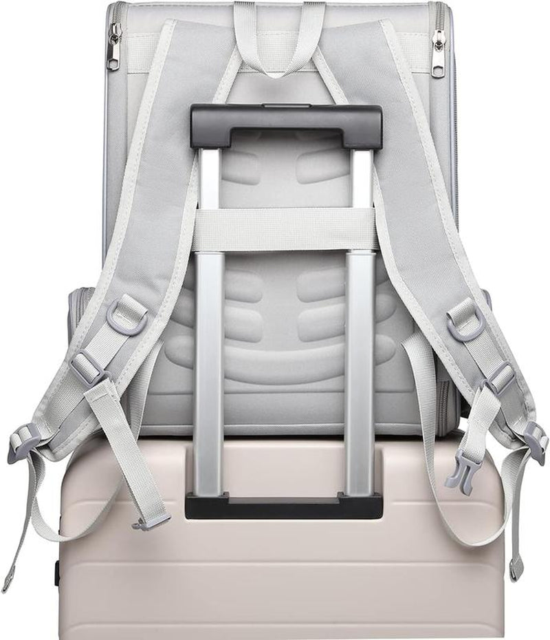 Stylish Texsens Collapsible Pet Backpack Carrier for Small Cats & Dogs - Light Gray Camouflage Canvas