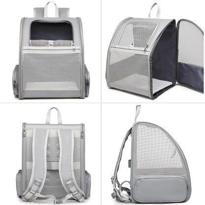 Stylish Texsens Collapsible Pet Backpack Carrier for Small Cats & Dogs - Light Gray Camouflage Canvas
