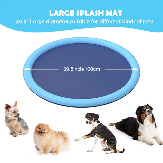 Interactive Dog Water Play Mat - PVC Splash Pad for Outdoor Summer Fun, Reusable Crawling Mat