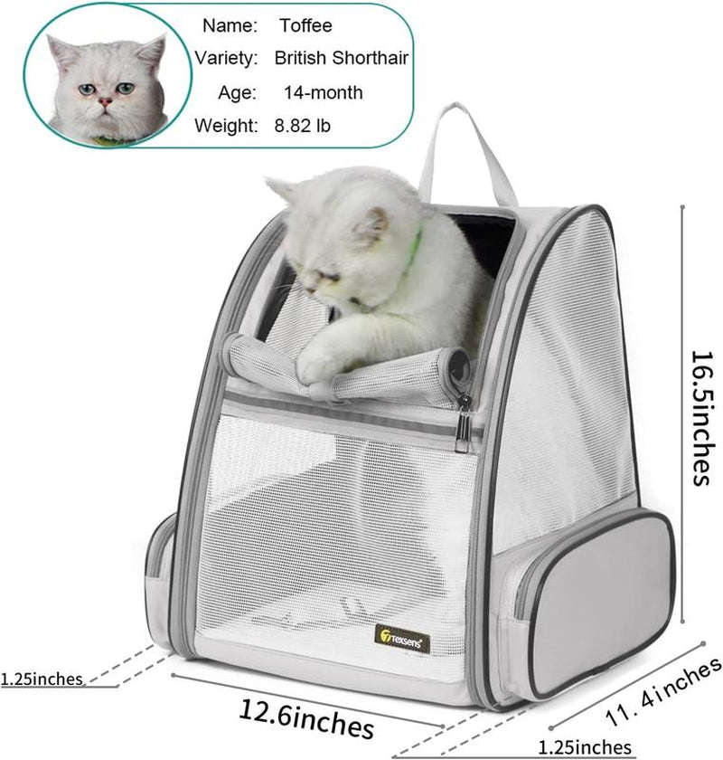 Stylish Texsens Collapsible Pet Backpack Carrier for Small Cats & Dogs - Light Gray Camouflage Canvas