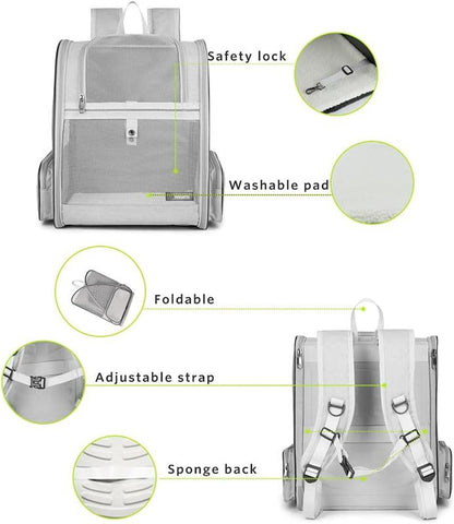 Stylish Texsens Collapsible Pet Backpack Carrier for Small Cats & Dogs - Light Gray Camouflage Canvas