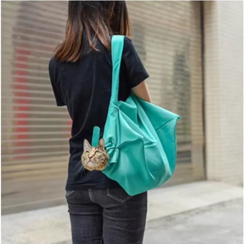 Portable Adjustable One-Shoulder Cat Travel Backpack - Fashionable Oxford Fabric Pet Carrier with Comfort and Breathability