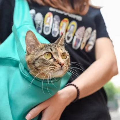 Portable Adjustable One-Shoulder Cat Travel Backpack - Fashionable Oxford Fabric Pet Carrier with Comfort and Breathability