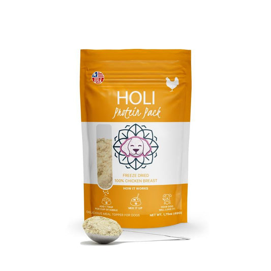 HOLI Freeze-Dried Raw Chicken Breast Dog Food Topper - 100% Natural and Nutritious Supplemental Feeding for Pups